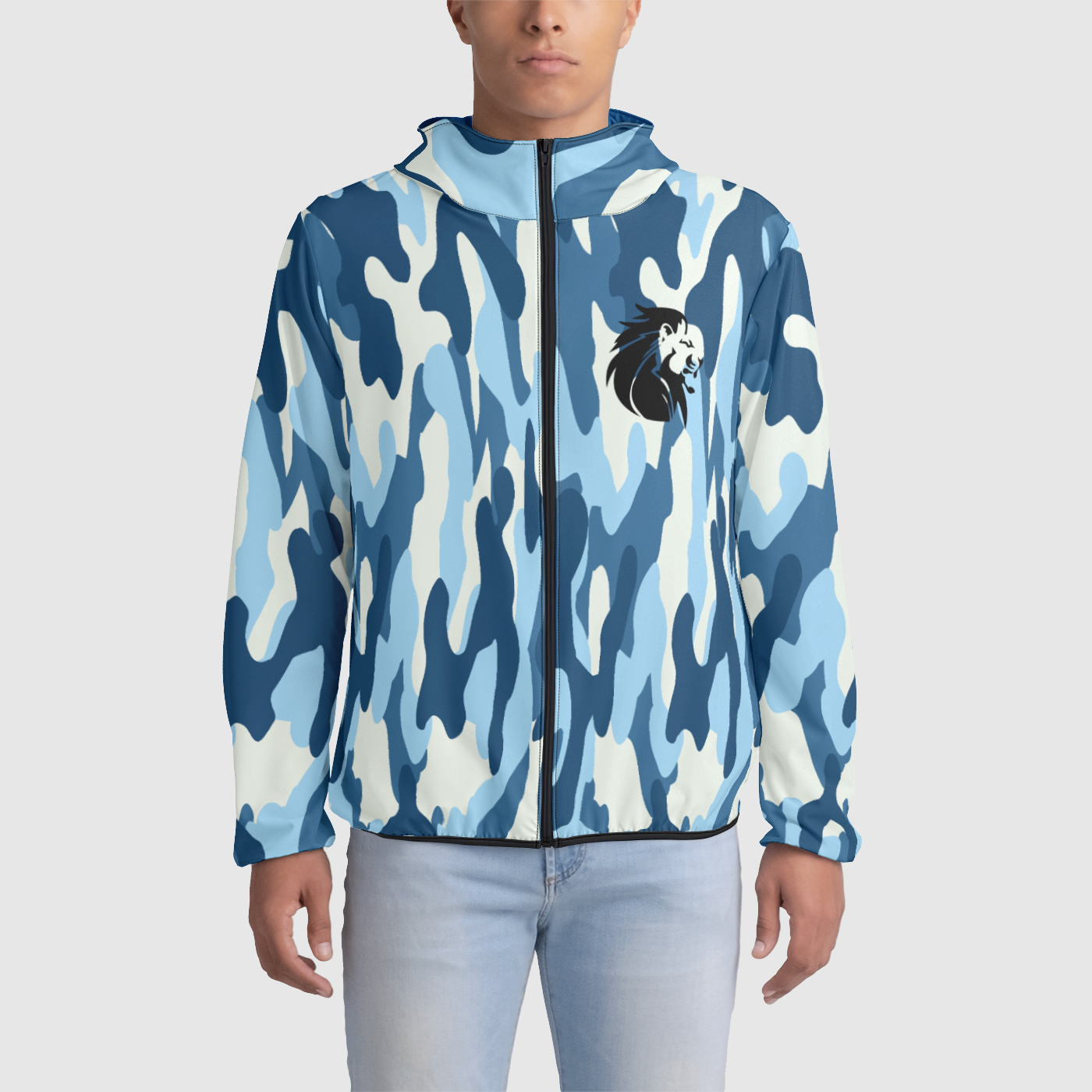 Blue Camoflage Mens Windbreaker